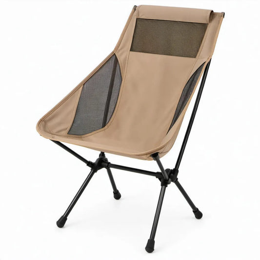 Opvouwbare campingstoel 58 x 65 x 90 cm beige/zwart met stalen frame