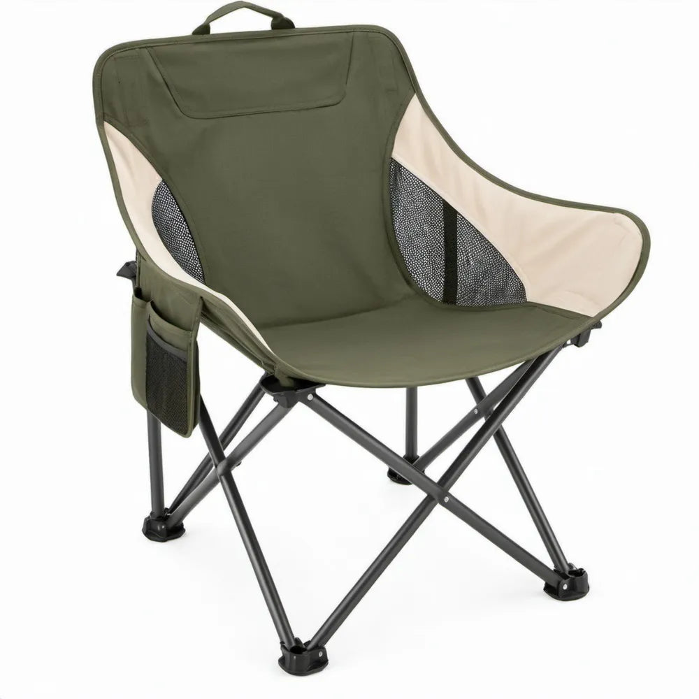 Opvouwbare vlinderstoel 80 x 54 x 92 cm – Groen/Beige/Zwart