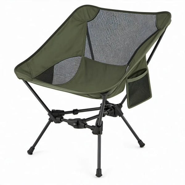 Inklapbare campingstoel 55 x 60 x 75 cm olijfgroen/zwart