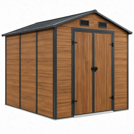 Tuinschuur met dubbele deur 238 x 191 x 202 cm Bruin/Antraciet van gegalvaniseerd staal