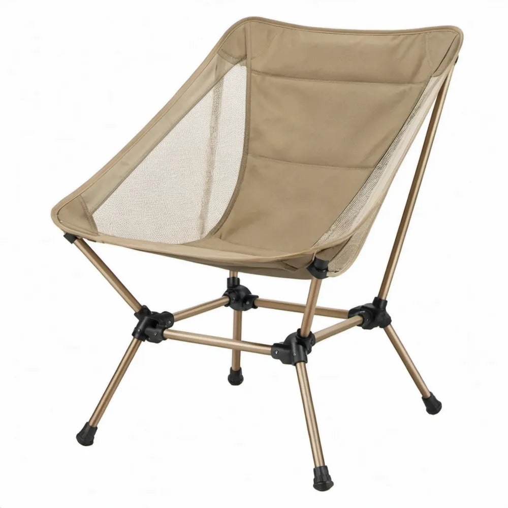 Inklapbare campingstoel 74 x 60 x 78 cm beige/bruin aluminium en polyester