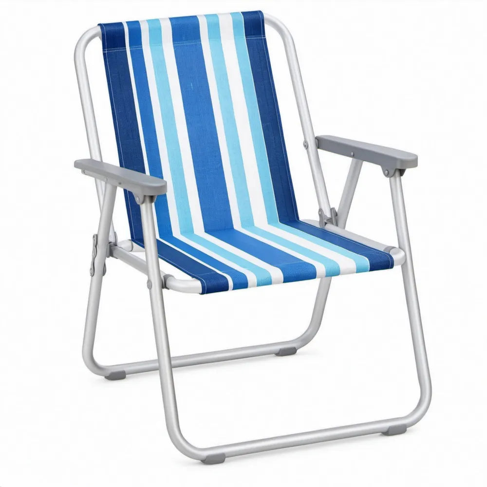 Opvouwbaar met armleuningen, 55 x 60 x 80 cm, blauw/lichtblauw/wit gestreept