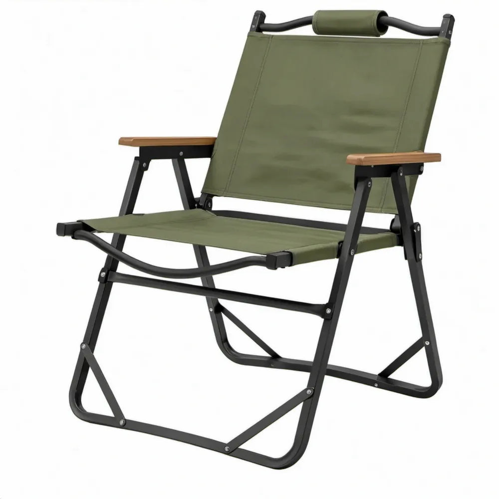 Opvouwbare stoel met armleuningen, 57 x 65 x 90 cm, olijfgroen/zwart/naturelbruin