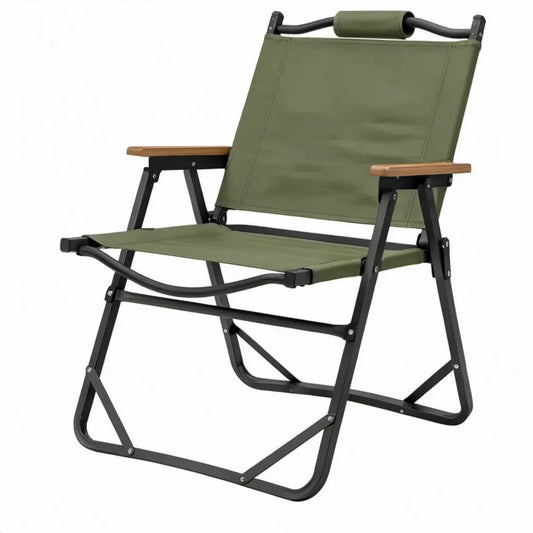 Opvouwbare stoel met armleuningen, 57 x 65 x 90 cm, olijfgroen/zwart/naturelbruin
